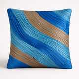 Fabric Crafted Cushion Cover – Sky Blue Multicolor | 16"x16" | Poly Cotton Fabric | Elegant Wavy Textured Design