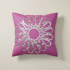 Handcrafted Purple Floral Cushion Cover – 12"x12", Premium Poly Cotton
