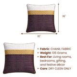 Fabric Crafted Cushion Cover – Black | 16"x16" | Chanil Fabric | Textured Panel Design