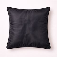 Fabric Crafted Cushion Cover – Black | 16"x16" | Chanil Fabric | Textured Panel Design
