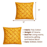 Fabric Crafted Cushion Cover – Orange | 12"x12" | Poly Cotton Fabric | Elegant Crinkle Texture Design