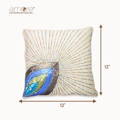 Handcrafted Cushion Cover – Beige, 12"x12"