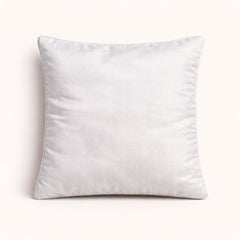 Fabric Crafted Cushion Cover – White | 12"x12" | Poly Chenille Fabric | Embroidered Leaf Design