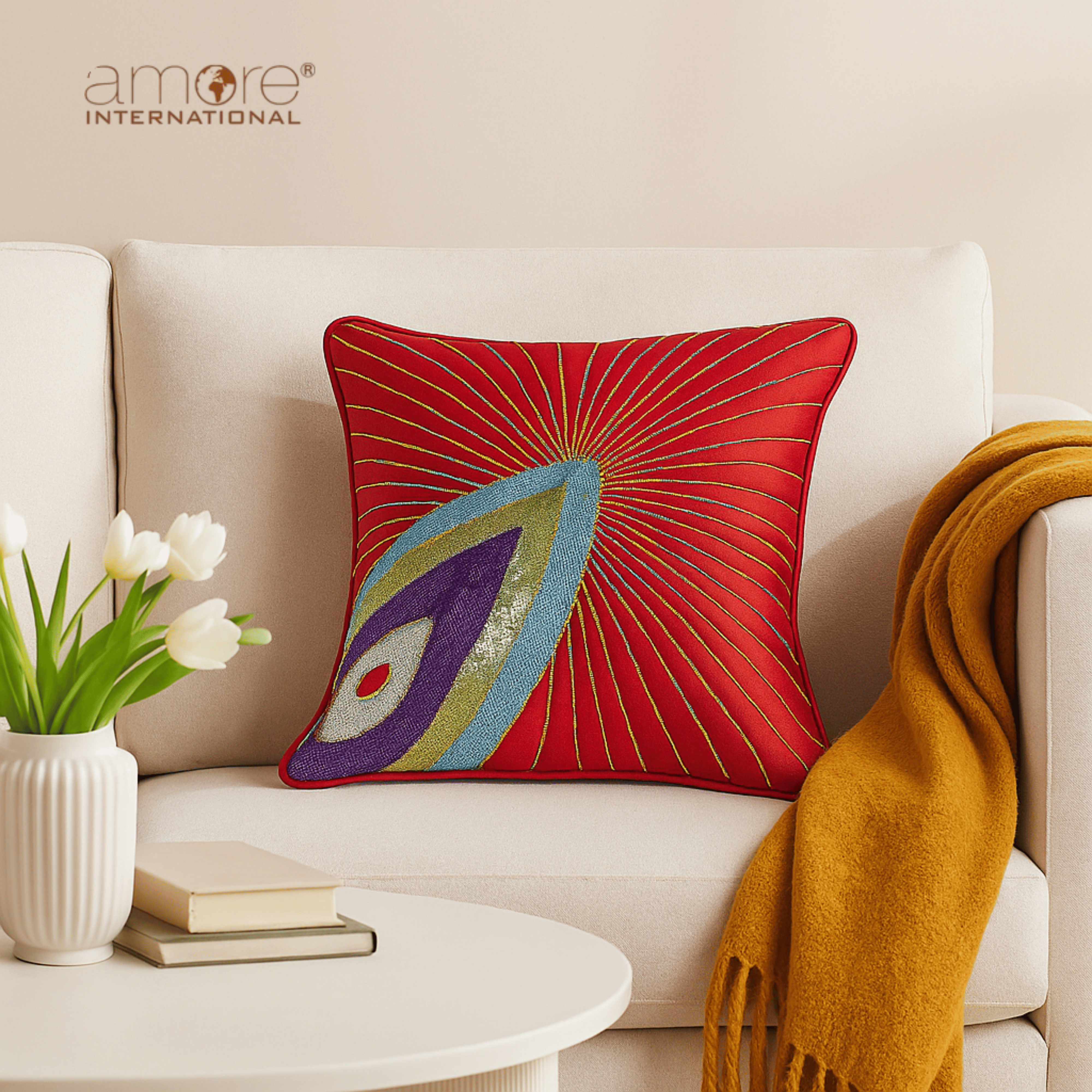 Handcrafted Cushion Cover – Maroon, 12"x12"