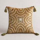 Handcrafted Cushion Cover – Golden Oak | 16"x16" | Premium Decorative Embroidered Cushion Cover