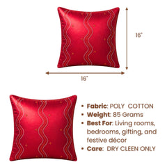 Handcrafted Cushion Cover – Maroon | 16"x16" | Poly Cotton Fabric | Elegant Embroidered Cushion Cover