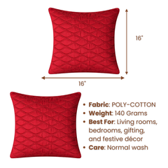 Fabric-Crafted Maroon Cushion Cover – 16"x16" | Wave Quilted Design | Premium Poly-Cotton