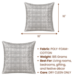 Hand-Crafted Cushion Cover – Grey Silver | 16"x16" | Poly-Foam-Cotton | Elegant Festive Accent
