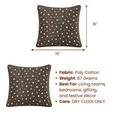 Handcrafted Brown Cushion Cover – 16"x16" | Mirror Dot Embroidery | Premium Poly Cotton | Elegant Decorative Accent