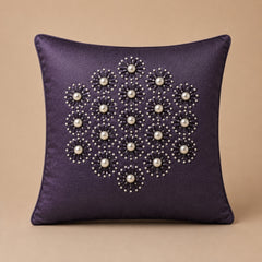 Handcrafted Cushion Cover – Purple | 12"x12" | Elegant Poly Cotton Cushion Cover