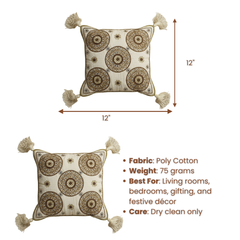 Handcrafted Baize Cushion Cover – 12"x12", Premium Poly Cotton