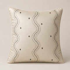 Handcrafted Cushion Cover – Beige | 16"x16" | Poly Cotton Fabric | Elegant Embroidered Cushion Cover