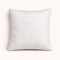 Fabric Crafted Cushion Cover – White | 12"x12" | Poly Chenille Fabric | Embroidered Scroll Design
