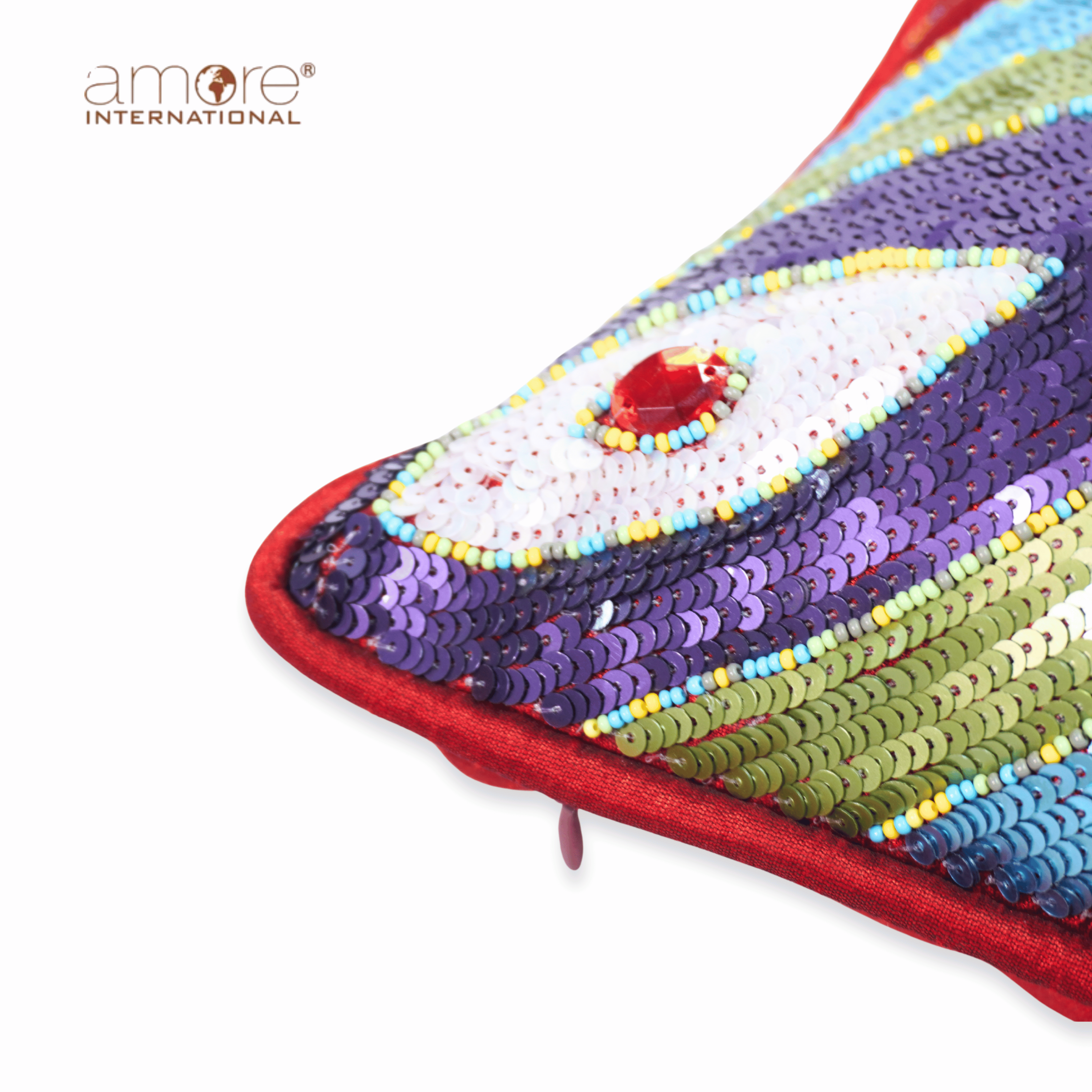 Handcrafted Cushion Cover – Maroon, 12"x12"