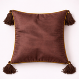 Hand Crafted Cushion Cover – Brown | 16"x16" | Poly Cotton | Embroidered Circular Design