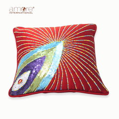 Handcrafted Cushion Cover – Red, 16"x16"
