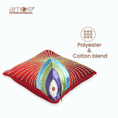 Handcrafted Cushion Cover – Red, 16"x16"
