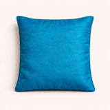 Fabric Crafted Cushion Cover – Turquoise | 12"x12" | Poly Chenille Fabric | Embroidered Floral Scroll Design
