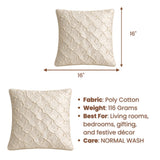 Fabric Crafted Cushion Cover – Cream | 16"x16" | Poly Cotton Fabric | Elegant Crinkle Texture Design