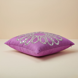 Handcrafted Purple Floral Cushion Cover – 12"x12", Premium Poly Cotton