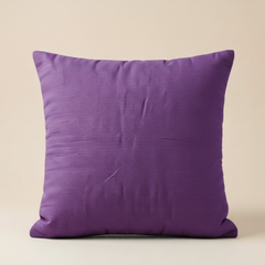 Handcrafted Purple Cushion Cover – 16"x16" | Decorative Bead & Thread Work | Premium Poly Cotton
