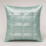 Hand-Crafted Cushion Cover – Green Silver | 12"x12" | Poly-Foam-Cotton | Elegant Festive Accent