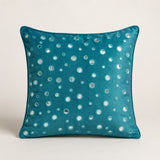 Handcrafted Turquoise Cushion Cover – 12"x12" | Mirror Dot Embroidery | Premium Poly Cotton | Elegant Decorative Accent