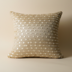 Handcrafted Beige Cushion Cover – 16"x16", Premium Poly Cotton
