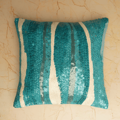 Handcrafted Turquoise Cushion Cover – 16"x16"
