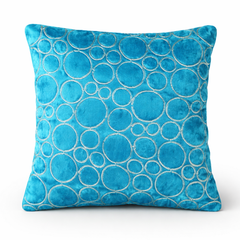 Machine-Crafted Sky Blue Cushion Cover – 12"x12" | Circular Embroidered Design | Premium Poly Channel Fabric