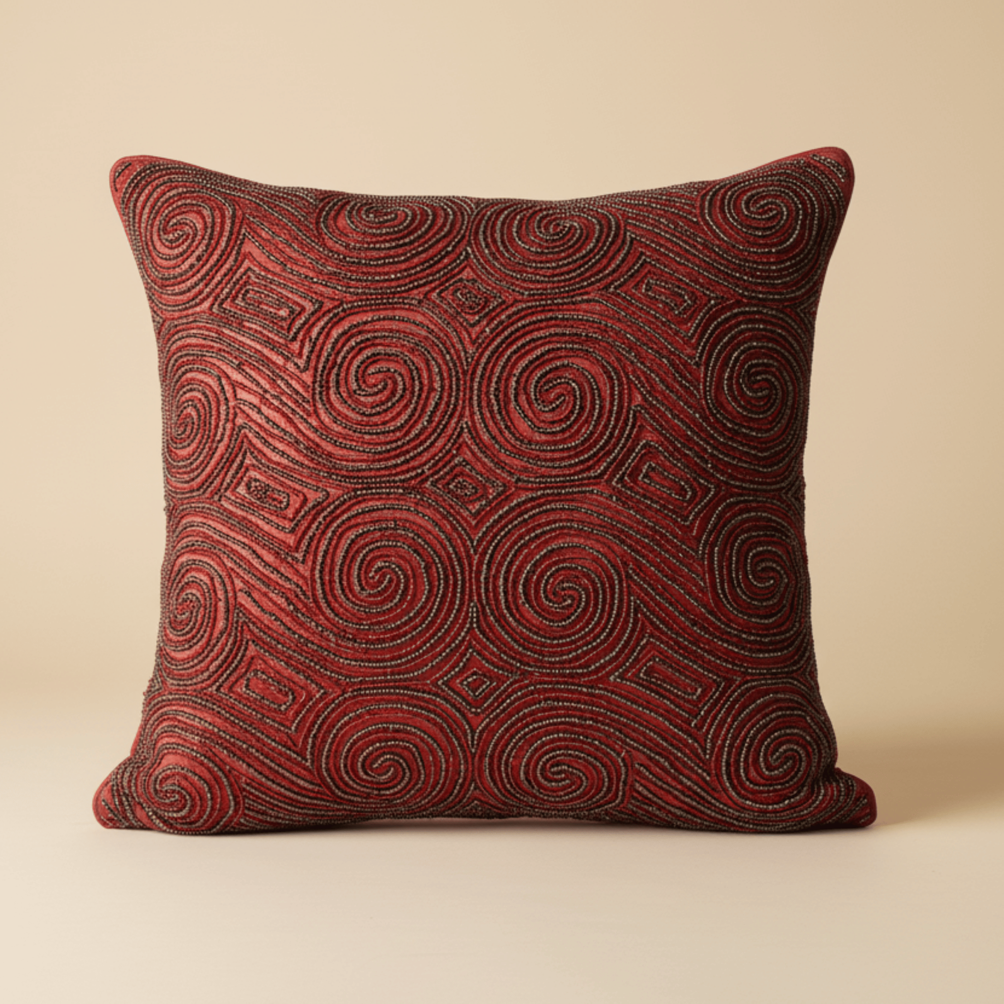 Handcrafted Maroon Cushion Cover – 16"x16", Premium Poly Cotton