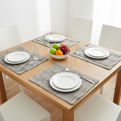 Pcs - 6, 4, 1,  Fabric-Crafted LL Beige Placemat – 13"x19", Premium Poly Cotton