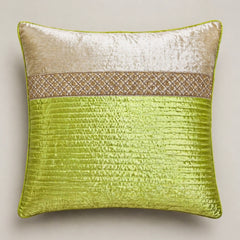 Fabric Crafted Cushion Cover – Green | 16"x16" | Chanil Fabric | Premium Textured Designer Cushion Cover
