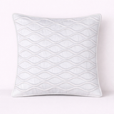 Fabric-Crafted White Cushion Cover – 16"x16" | Wave Quilted Design | Premium Poly-Cotton