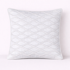 Fabric-Crafted White Cushion Cover – 16"x16" | Wave Quilted Design | Premium Poly-Cotton
