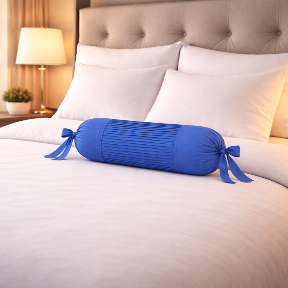 Fabric-Crafted Cylindrical Royal Blue Bolster Cover – 15"x32" | Cotton Polyester Fabric | Premium & Elegant