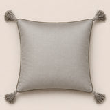 Cream Embroidered Decorative Cushion Cover | 16"x16" Premium Tassel Cushion Cover
