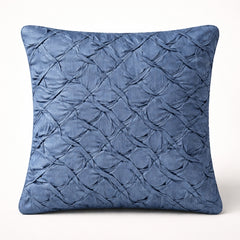 Fabric Crafted Cushion Cover – Blue | 16"x16" | Poly Cotton Fabric | Premium Crinkle Texture Design