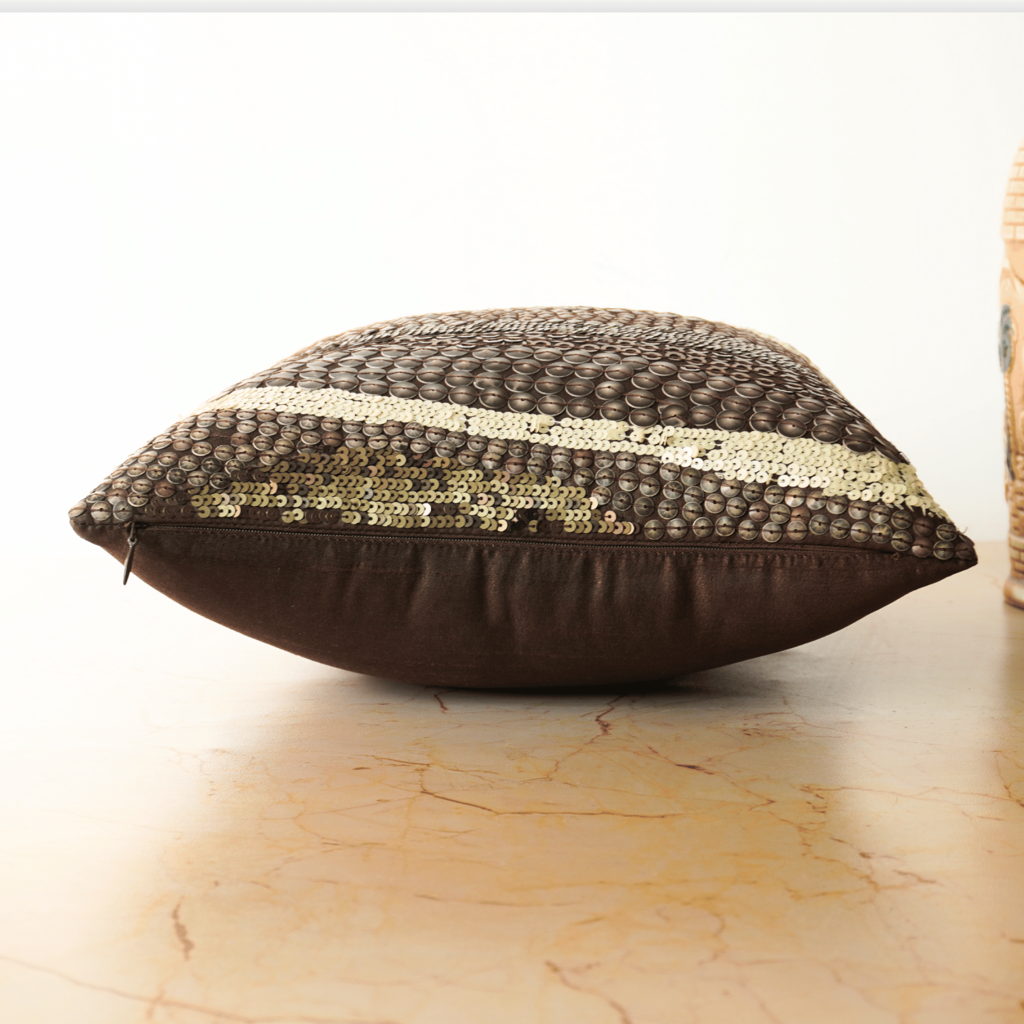 Handcrafted Brown Cushion Cover – 12"x12"