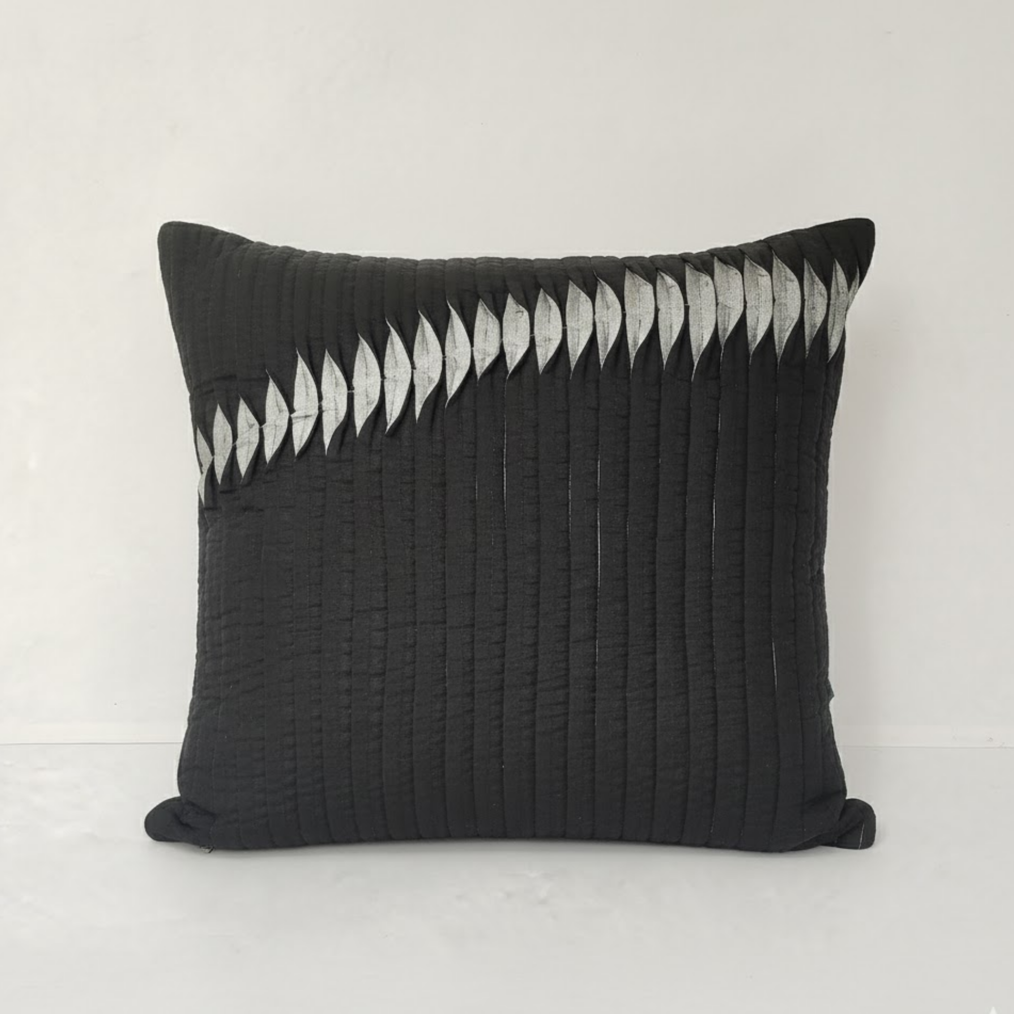 Fabric Crafted Black Cushion Cover – 16"x16" | Premium Poly Cotton