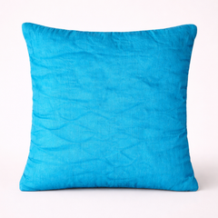 Fabric-Crafted Turquoise Cushion Cover – 16"x16" | Wave Quilted Design | Premium Poly-Cotton