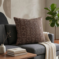 Handcrafted Cushion Cover – Brown | 16"x16" | Elegant Poly Cotton Cushion Cover