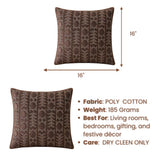 Handcrafted Cushion Cover – Brown | 16"x16" | Elegant Poly Cotton Cushion Cover