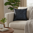 Handcrafted Black Cushion Cover – 12"x12" | Circular Embroidered Design | Premium Poly Cotton