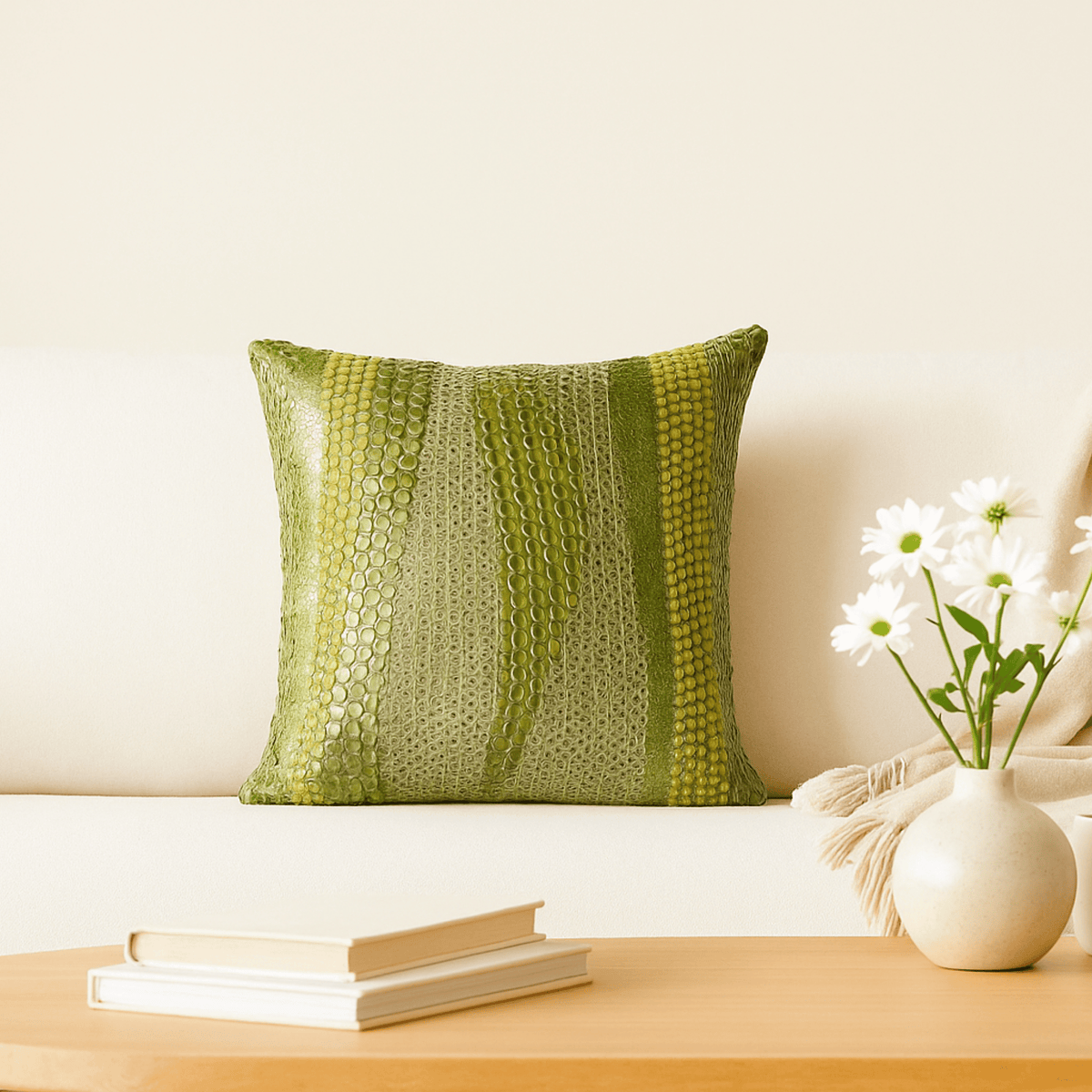 Handcrafted Olive Cushion Cover – 12"x12"