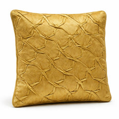 Fabric Crafted Cushion Cover – Gold | 16"x16" | Poly Cotton Fabric | Premium Crinkle Texture Design