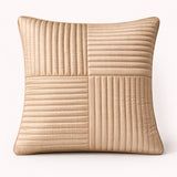 Fabric Crafted Cushion Cover – Light Brown | 12"x12" | Poly Cotton Foam | Panel Ribbed Design