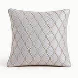 Fabric Crafted Cushion Cover – White | 12"x12" | Poly Cotton Fabric | Elegant Embossed Wavy Pattern Design