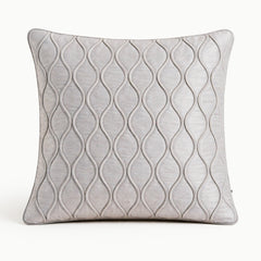 Fabric Crafted Cushion Cover – White | 12"x12" | Poly Cotton Fabric | Elegant Embossed Wavy Pattern Design
