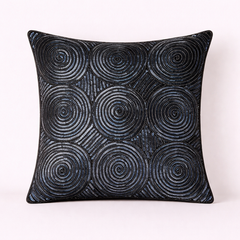 Handcrafted Black Cushion Cover – 12"x12" | Circular Embroidered Design | Premium Poly Cotton